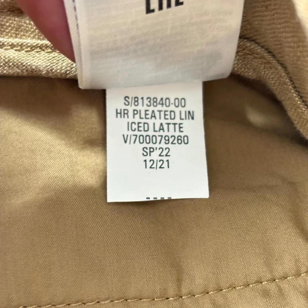 Banana Republic Womens Pleated Linen Pants 10L Tan High Rise Wide Leg 813840-00